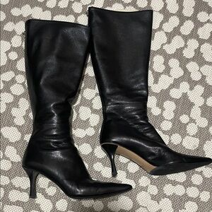 Gucci Black Leather Heeled Boots